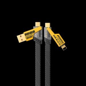 4-in-1 65W fast charging cable with USB-A, USB-C, and Lightning connectors