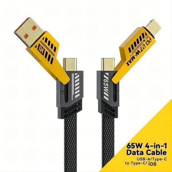 4-in-1 65W Fast Charging Data Cable – USB-A/Type-C to Type-C/iOS - Image 3