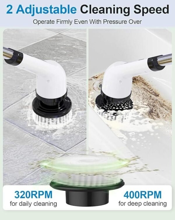 9-in-1 Cordless Electric Spin Scrubber with Adjustable Handle & 9 Brush Heads - Image 4
