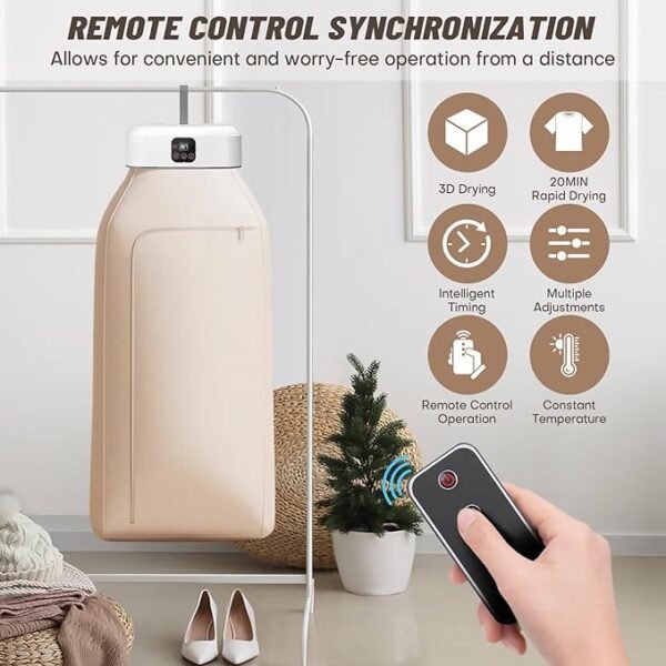 Portable Electric Clothes Dryer Machine – Foldable, Silent & Remote Controlled - Image 2