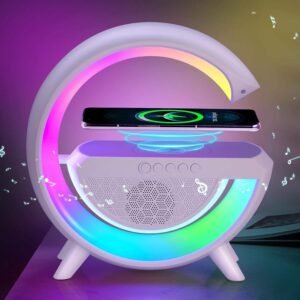 LED Bluetooth speaker with wireless charging and mood lighting for smartphone and music use