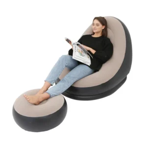 Inflatable lazy sofa with ottoman for indoor and outdoor comfort