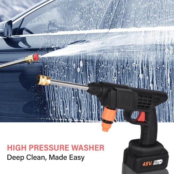 Portable Cordless Car Washer Kit - 48V High Pressure Power Cleaner with Dual Batteries, Adjustable Nozzles & 5M Hose - Image 7