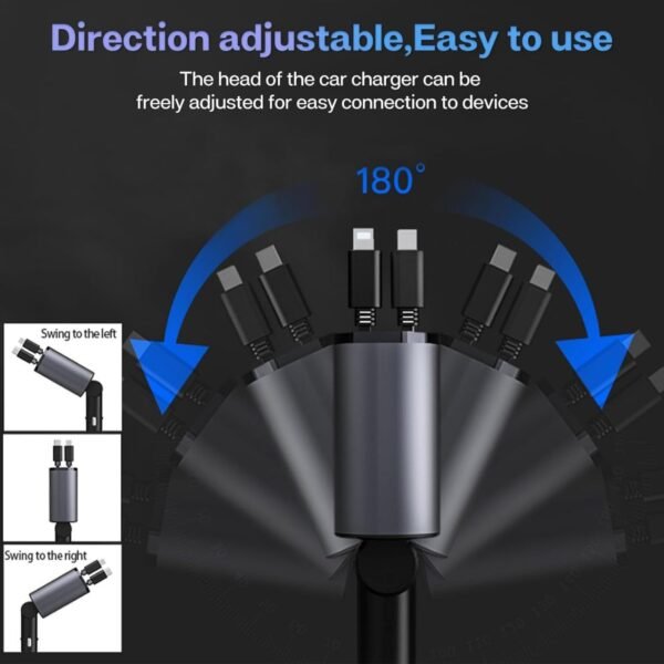 4-in-1 Retractable Pocket Car Charger – Super Fast Charging with USB-C & Lightning Support - Image 2