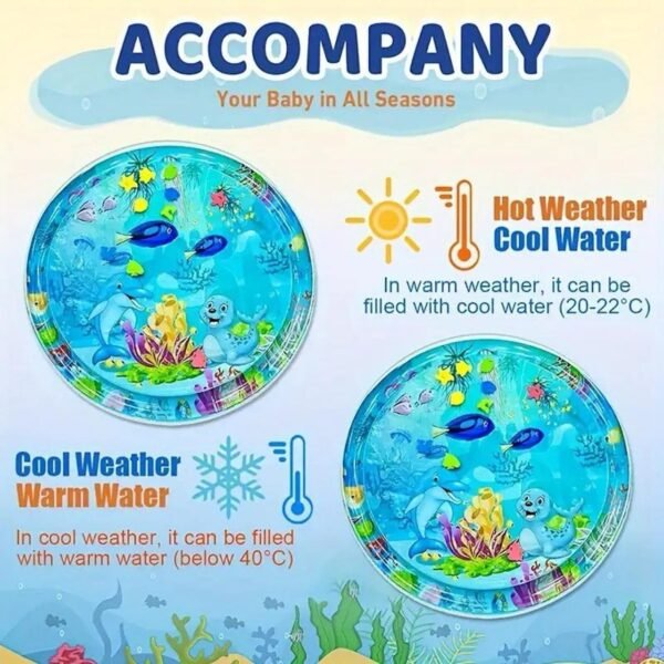 Round Baby Water Play Mat – Tummy Time Activity Pad with Floating Toys Size 65cm*65cm - Image 3