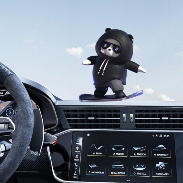 Cool Panda Car Dashboard Bobblehead – Hoodie Bear with Sunglasses - Image 2