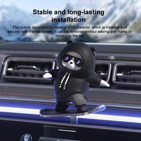 Cool Panda Car Dashboard Bobblehead – Hoodie Bear with Sunglasses - Image 3