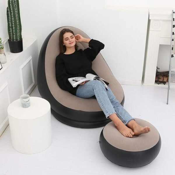 Inflatable Lounge Chair and Ottoman Set – Portable Blow-Up Lazy Sofa for Indoor & Outdoor Relaxation - Image 4