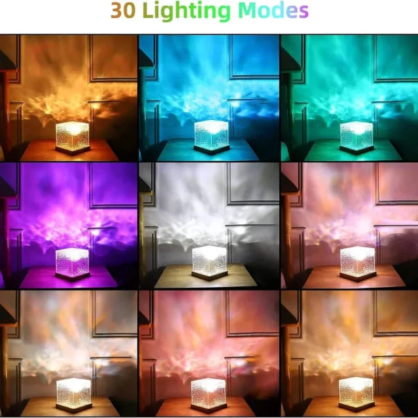 LED Ocean Wave Projector Table Lamp – Relaxing Night Light with Colorful Aurora Effects & Remote Control - Image 6
