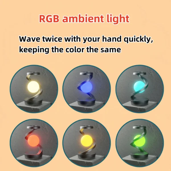 Spiral Moon Table Lamp with Color Changing LED – Rotating Decorative Desk Light - Image 4