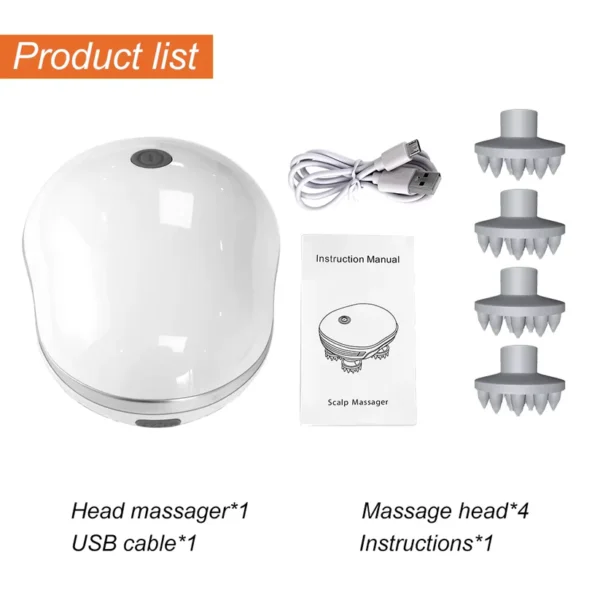 Smart Electric Scalp Massager with Rotating Silicone Nodes
