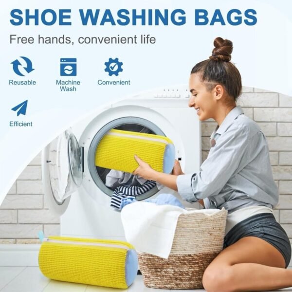 Reusable Shoe Washing Machine Bag for Sneakers – Soft Chenille Laundry Bag with Invisible Zipper & Side Opening for Washer & Dryer Use - Image 7