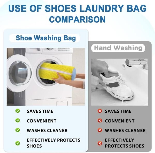 Reusable Shoe Washing Machine Bag for Sneakers – Soft Chenille Laundry Bag with Invisible Zipper & Side Opening for Washer & Dryer Use - Image 6