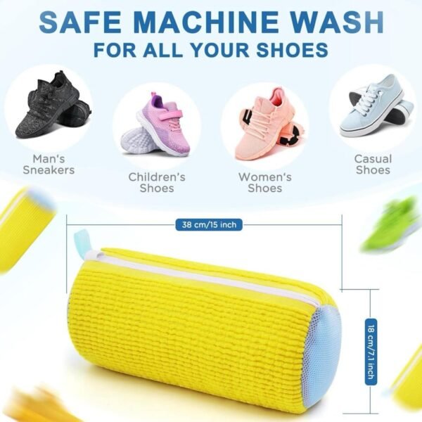 Reusable Shoe Washing Machine Bag for Sneakers – Soft Chenille Laundry Bag with Invisible Zipper & Side Opening for Washer & Dryer Use - Image 5