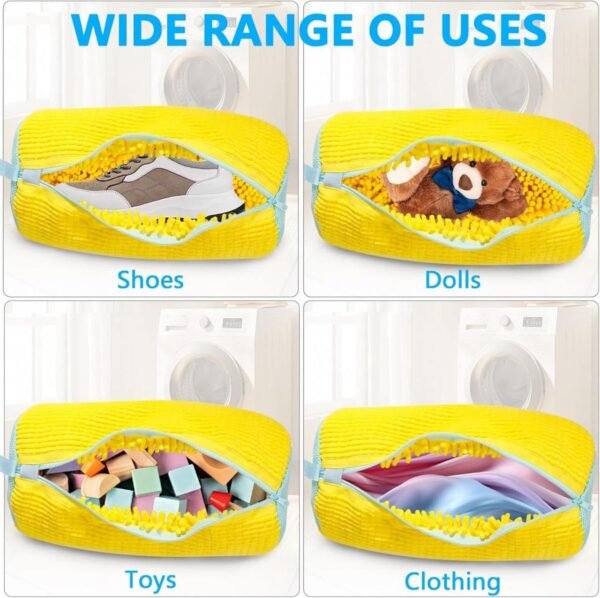 Reusable Shoe Washing Machine Bag for Sneakers – Soft Chenille Laundry Bag with Invisible Zipper & Side Opening for Washer & Dryer Use - Image 4
